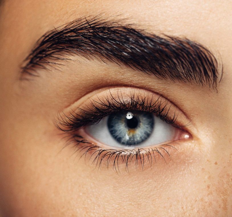 Close up of woman's blue eye